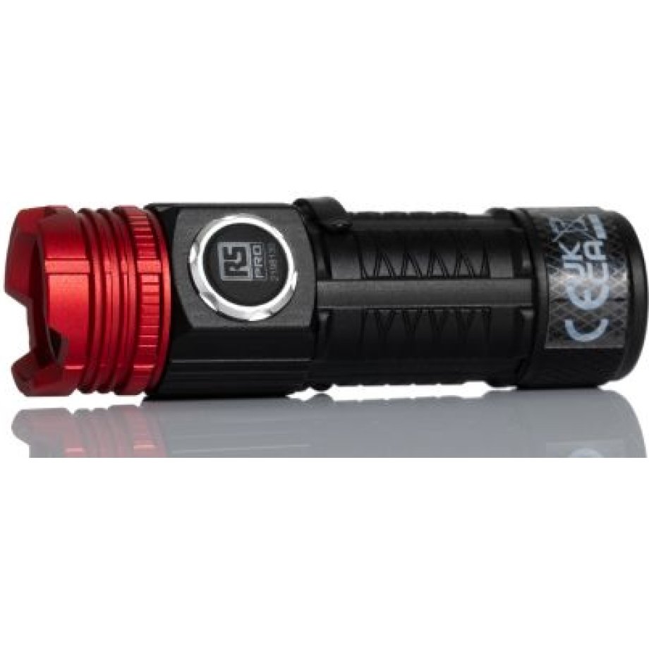 RS PRO LED Torch Black, Red - Rechargeable 600 lm, 74 mm